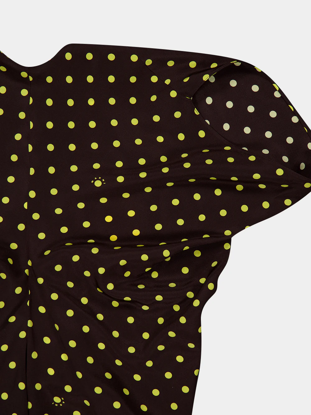 Brown Polka Rhythm Silk Midi Dress - Image 5