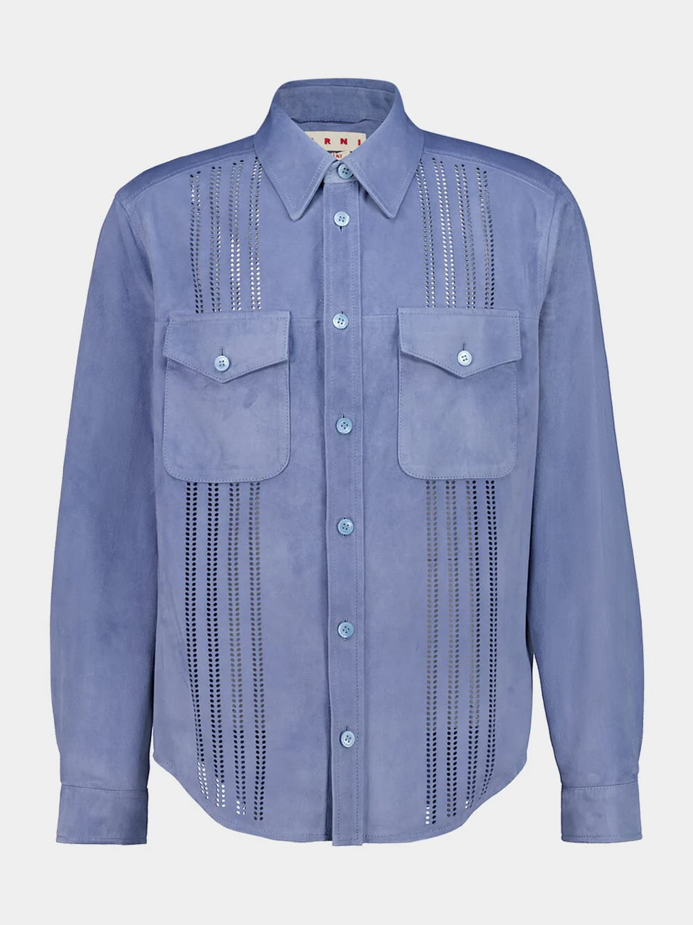 Dusk Blue Suede Cut-Out Shirt