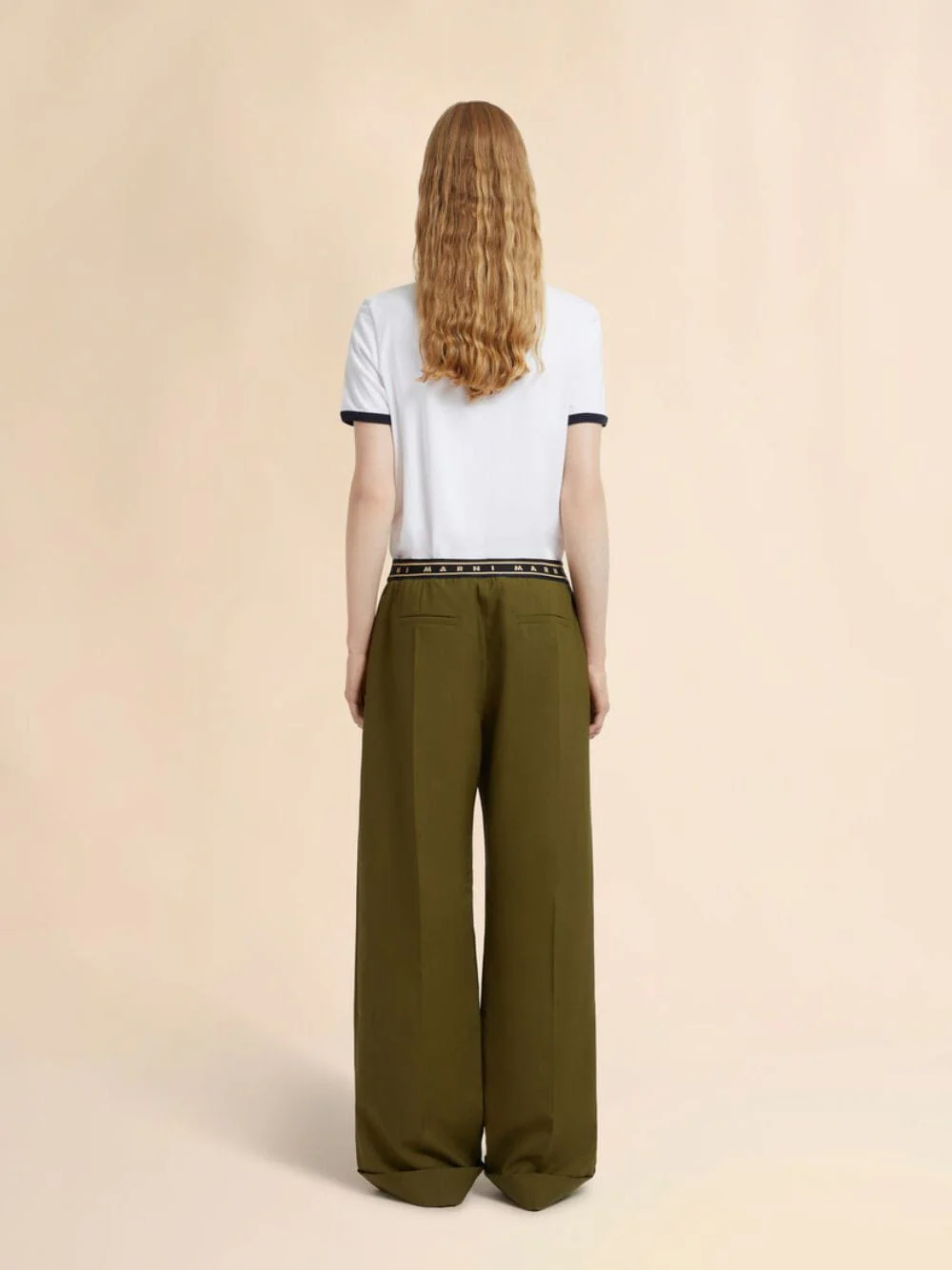 Dusty Olive Tropical Wool Straight-Leg Trousers - Image 4
