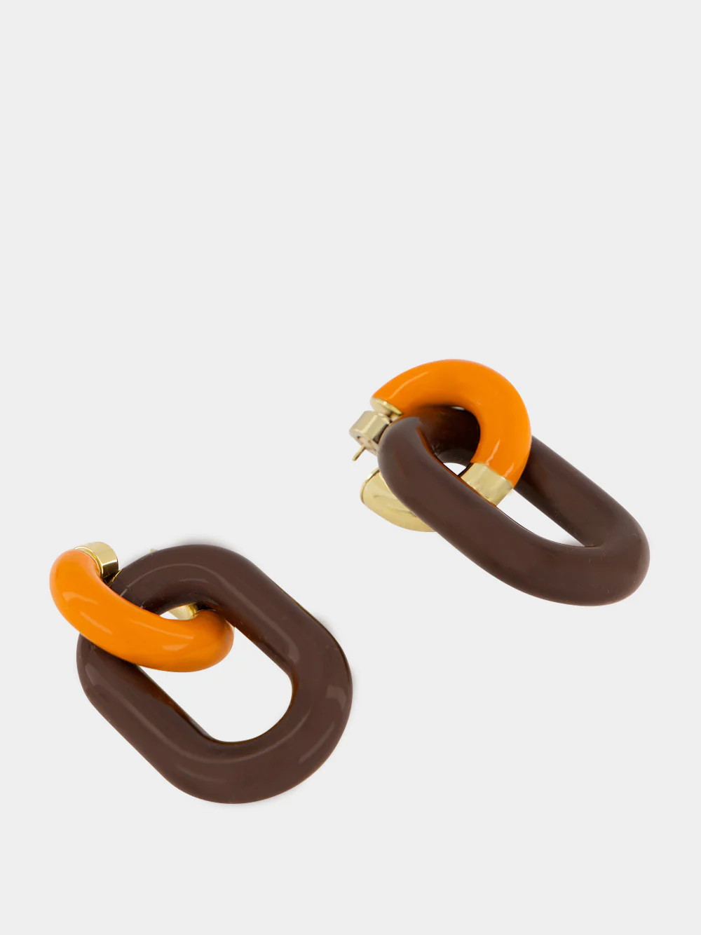 Orange and Brown Resin Chain Earrings - Image 4