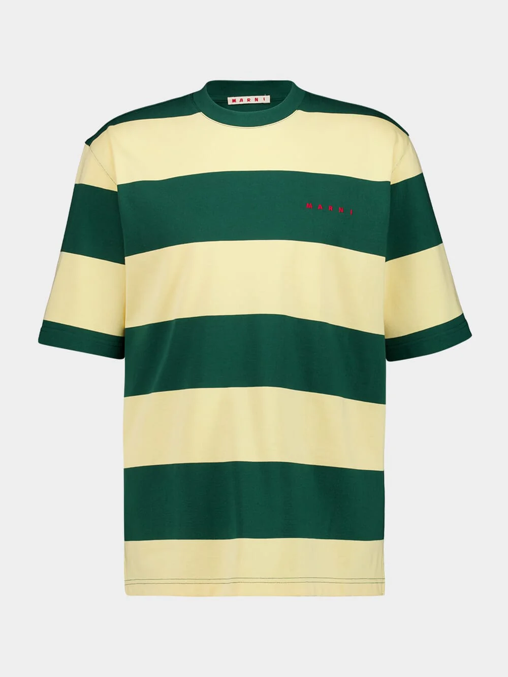 Emerald and Yellow Stripe Cotton T-Shirt