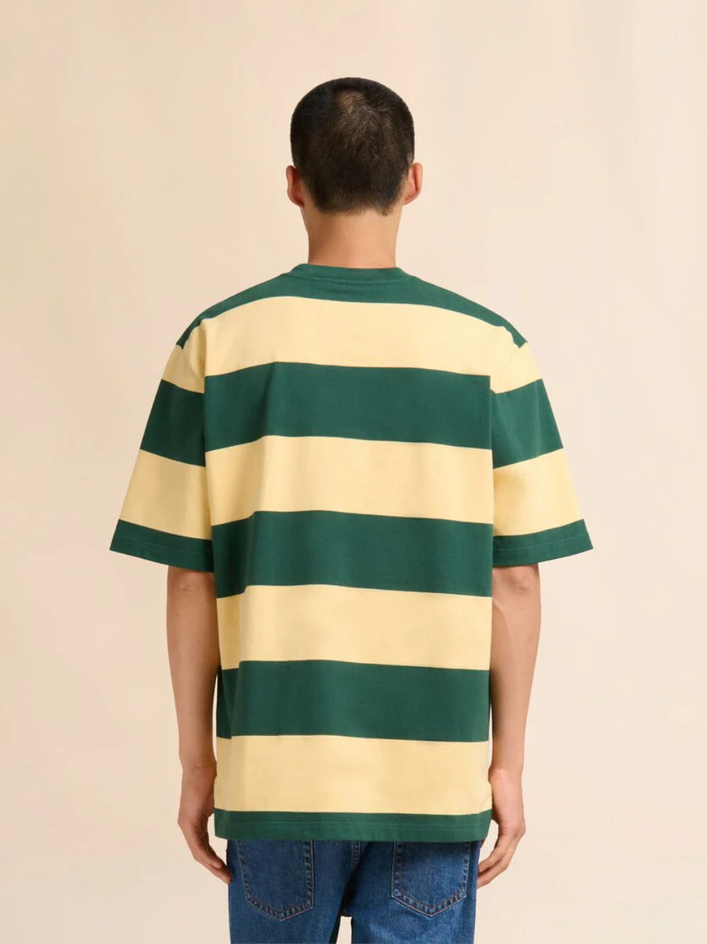 Emerald and Yellow Stripe Cotton T-Shirt - Image 4