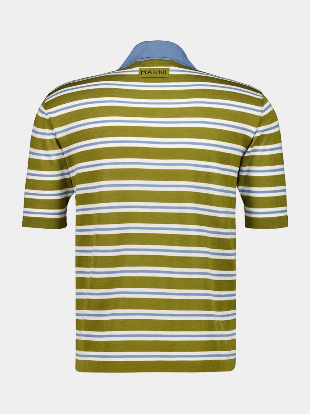 Grass Green Striped Wool Polo Shirt - Image 2