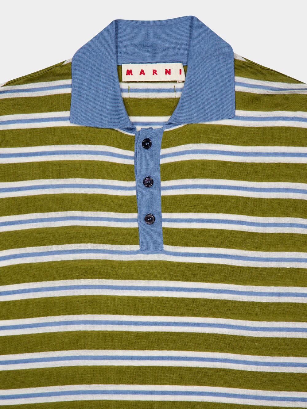 Grass Green Striped Wool Polo Shirt - Image 3