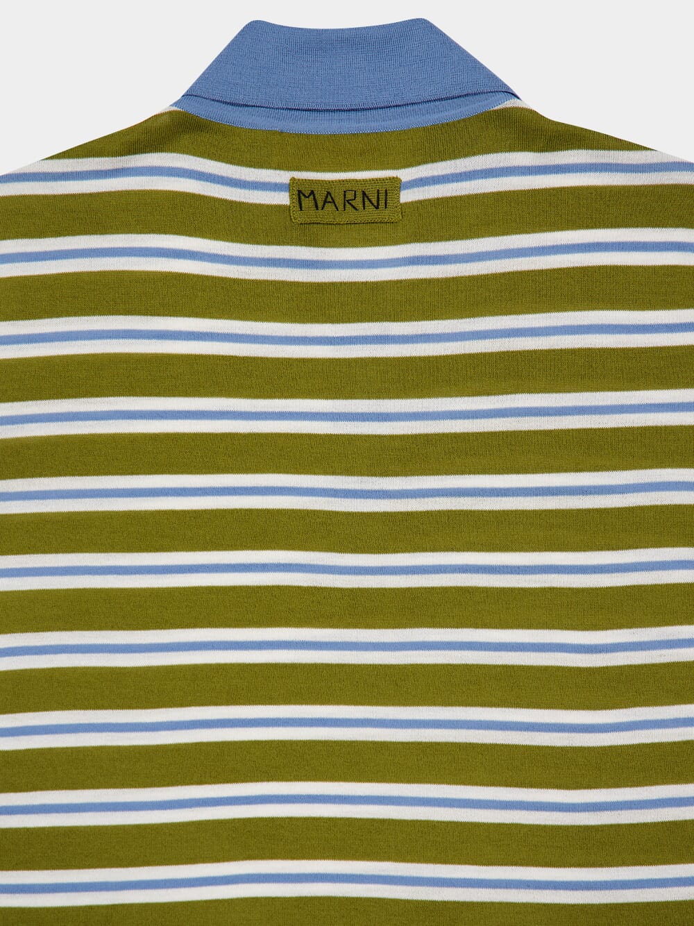 Grass Green Striped Wool Polo Shirt - Image 4