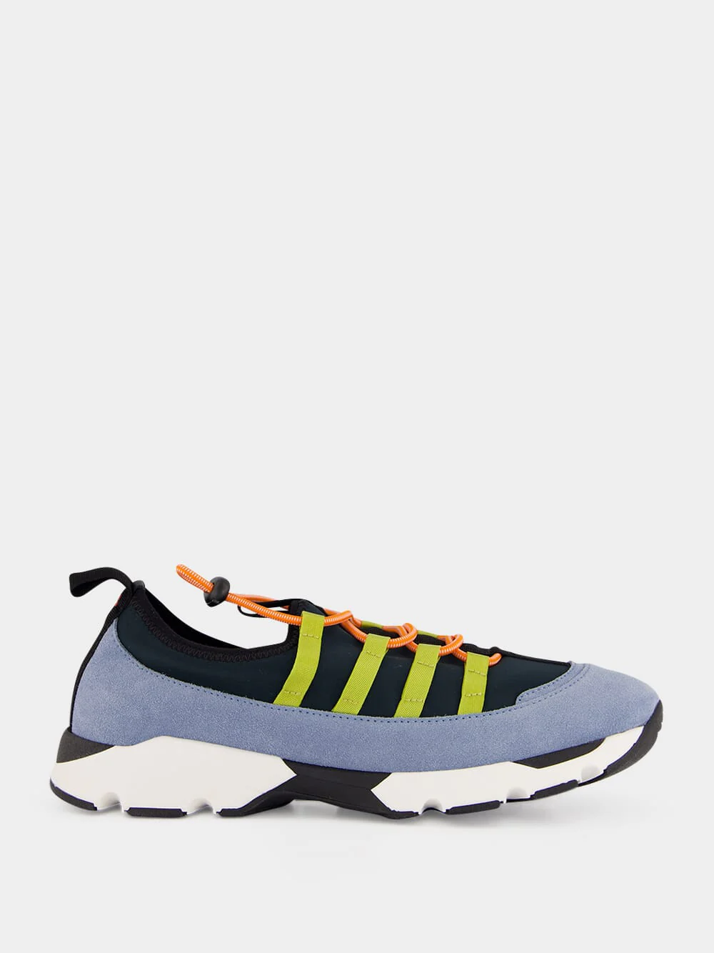 Green and Blue Lycra Lace-Up Running Sneakers