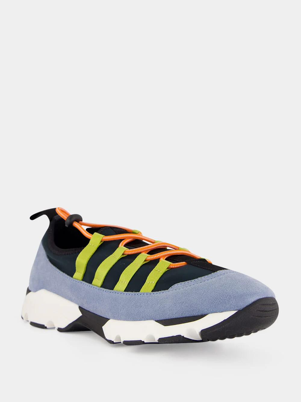 Green and Blue Lycra Lace-Up Running Sneakers - Image 2