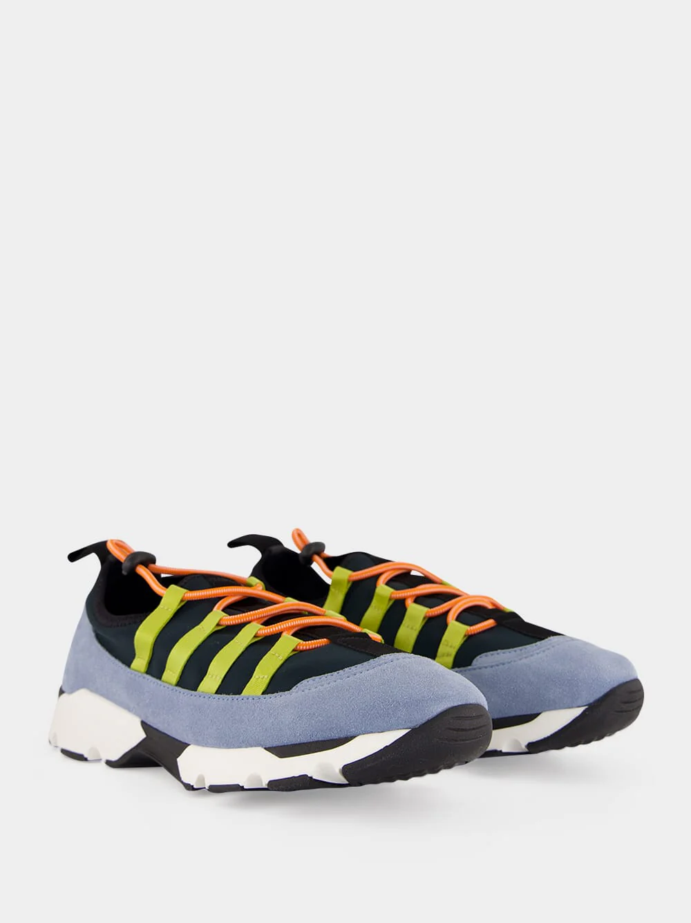 Green and Blue Lycra Lace-Up Running Sneakers - Image 3
