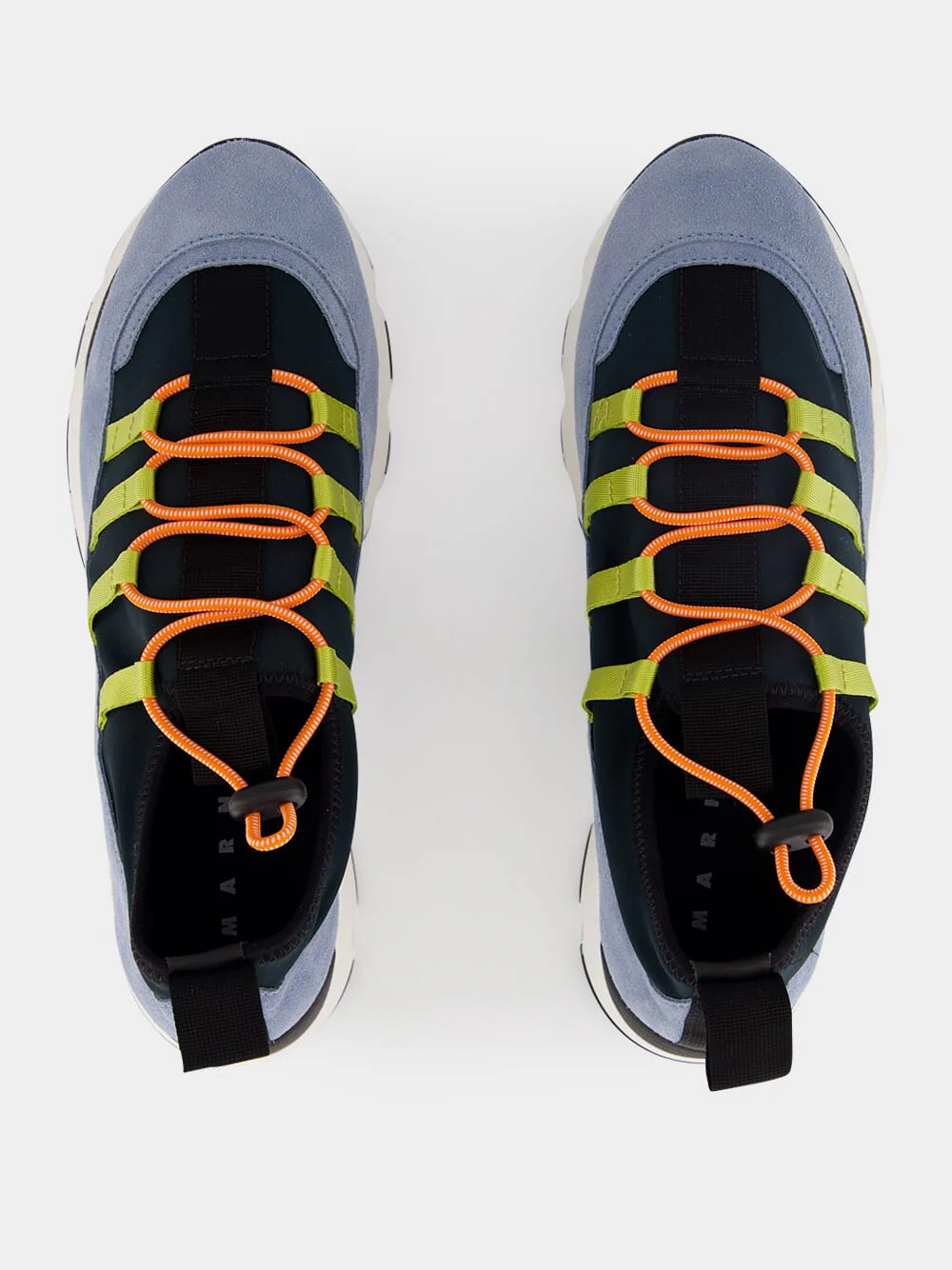 Green and Blue Lycra Lace-Up Running Sneakers - Image 4