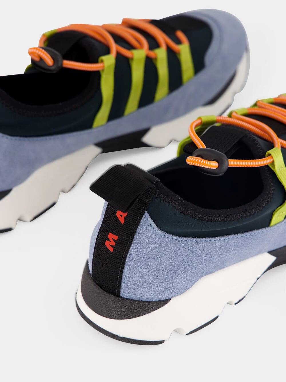 Green and Blue Lycra Lace-Up Running Sneakers - Image 6