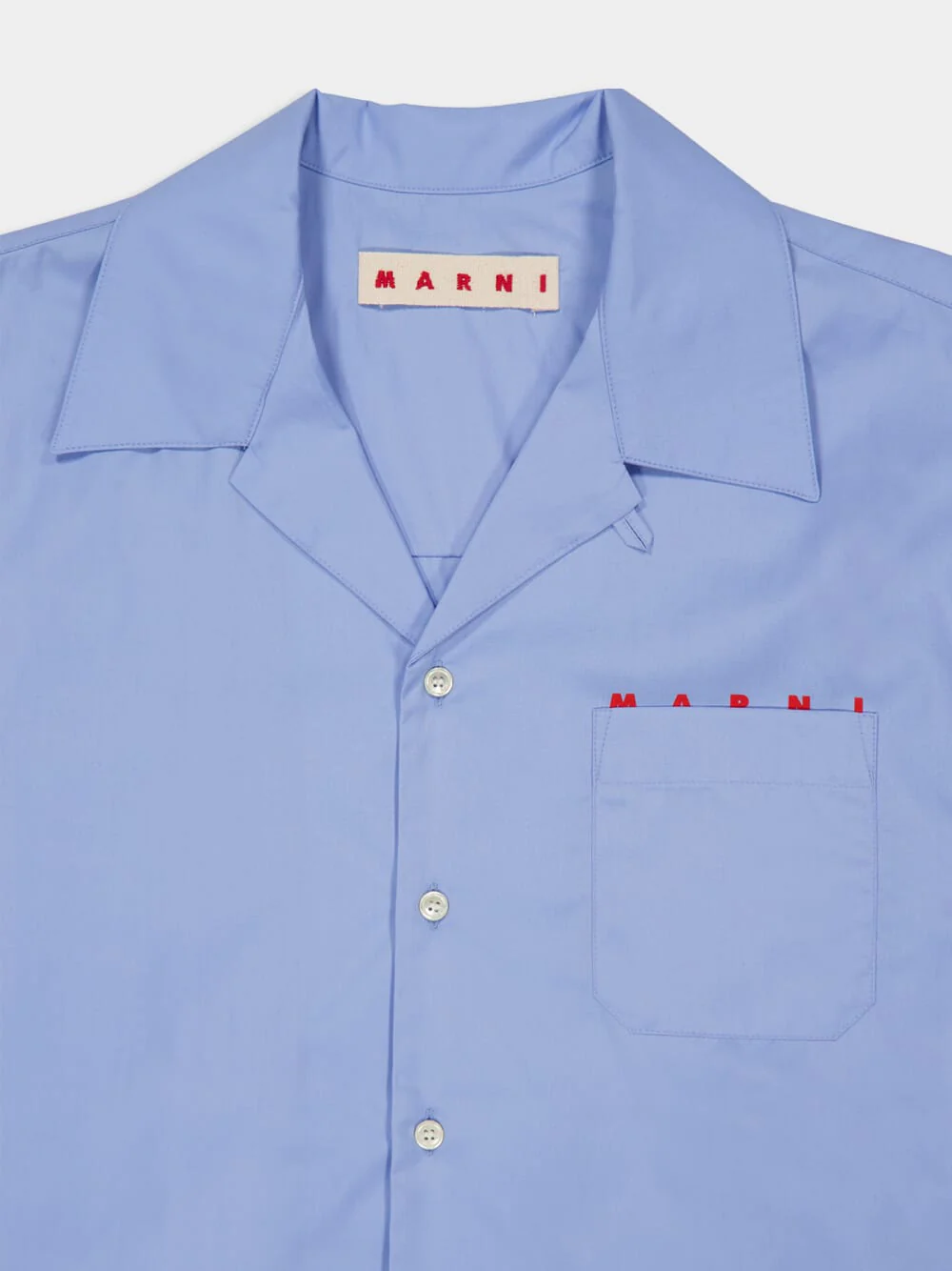 Iris Blue Organic Cotton Bowling Shirt - Image 3