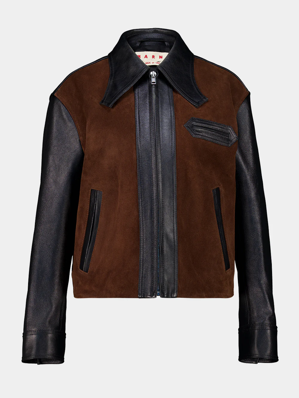 Black and Brown Leather Jacket with Crust
