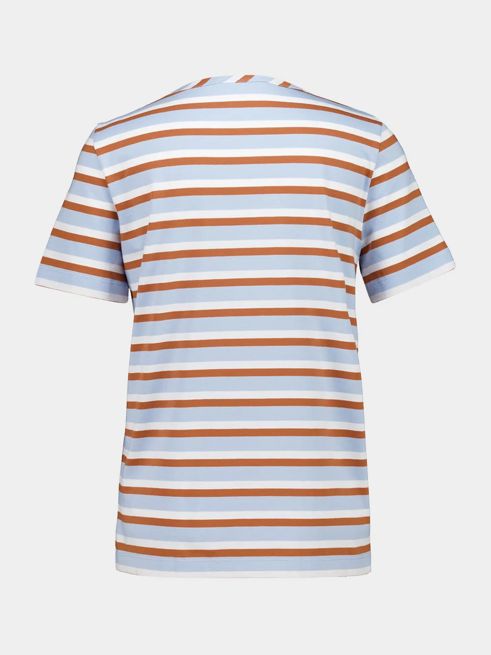Light Blue and Brown Striped Cotton T-Shirt - Image 3
