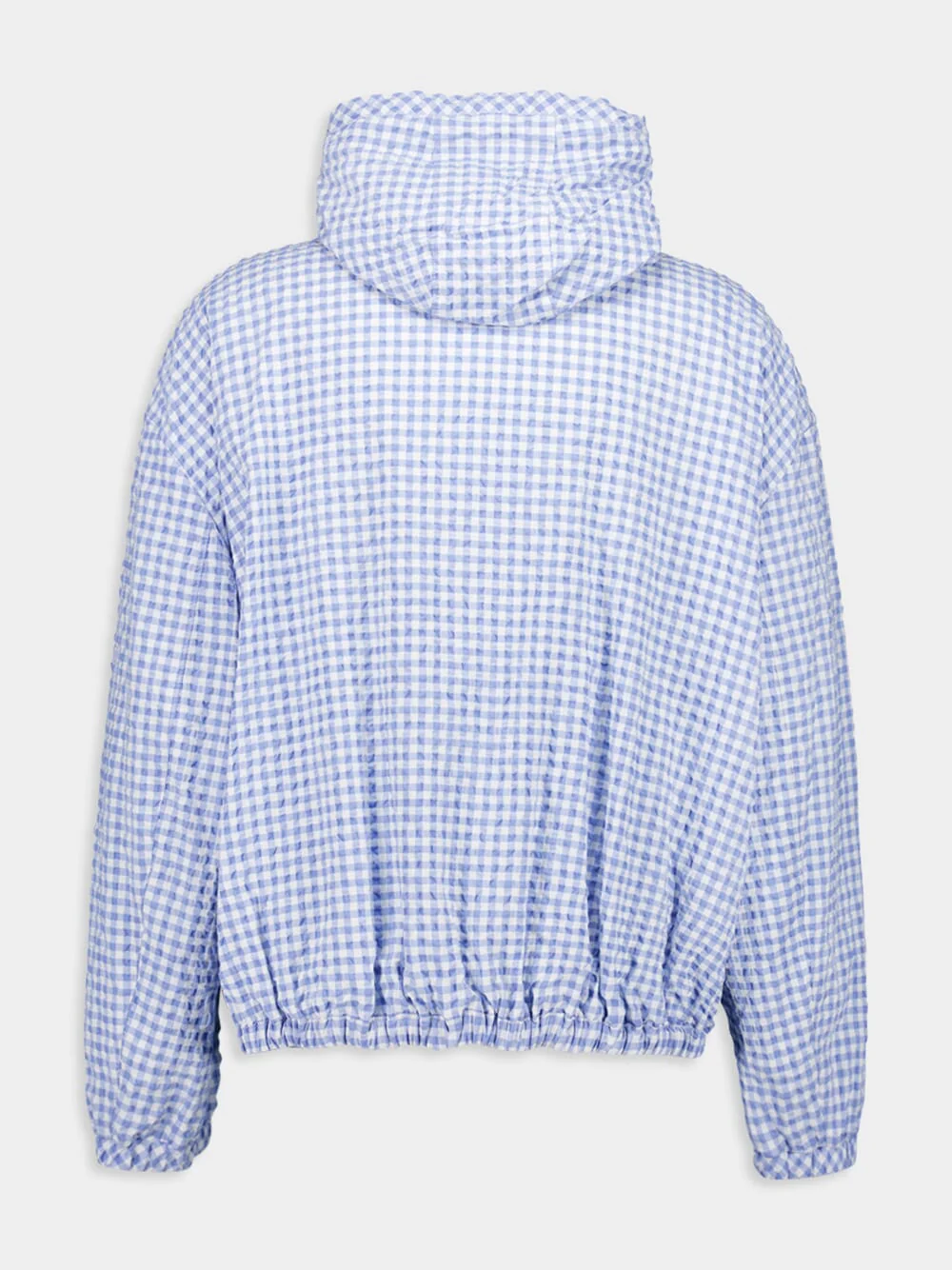 Light Blue Checked Seersucker Hooded Jacket - Image 2