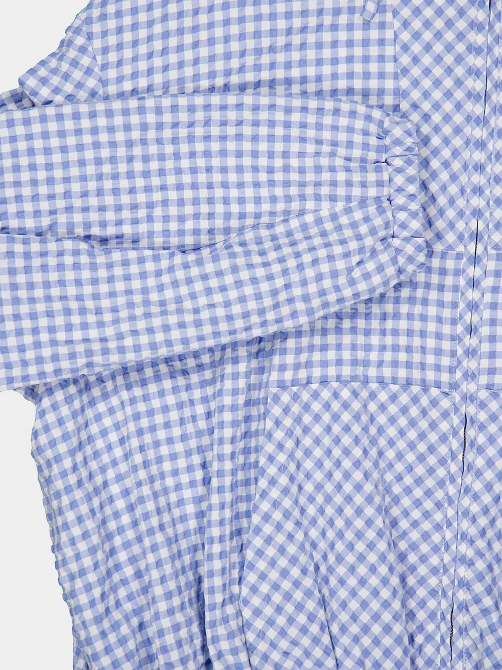 Light Blue Checked Seersucker Hooded Jacket - Image 3