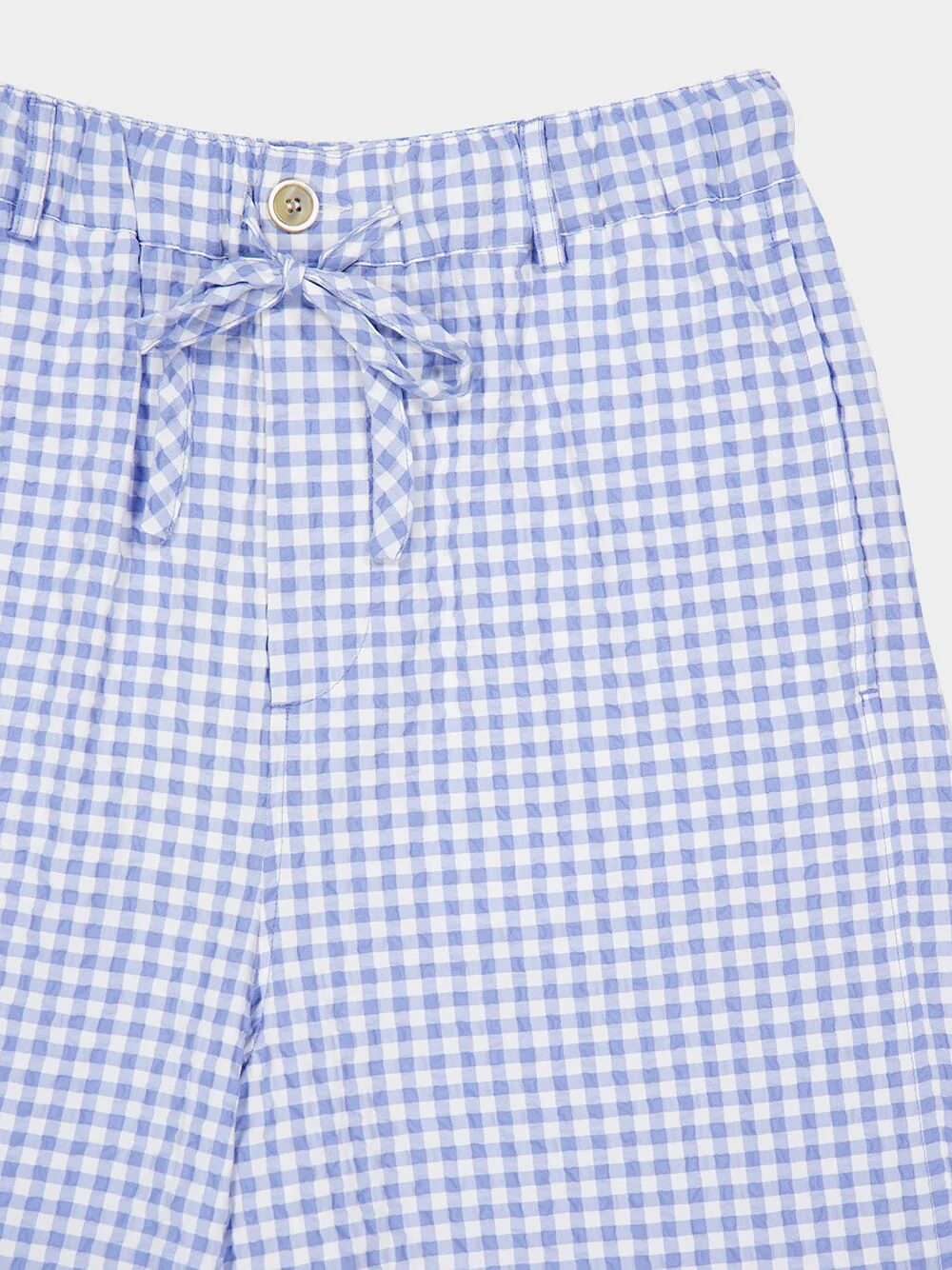 Light Blue Gingham Seersucker Shorts - Image 3