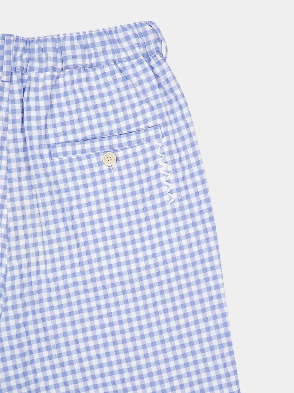 Light Blue Gingham Seersucker Shorts - Image 4