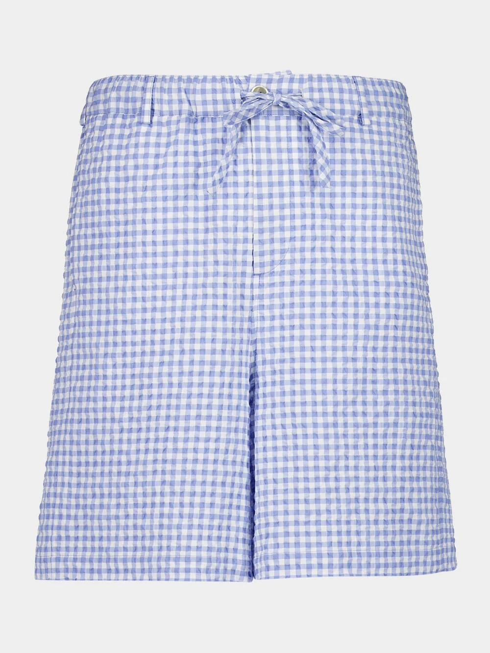 Light Blue Gingham Seersucker Shorts - Image 5