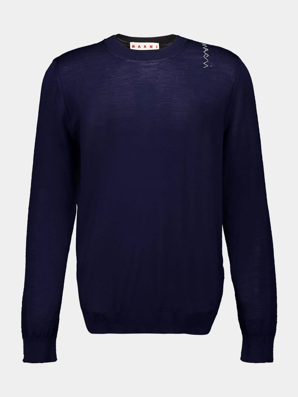 Navy Blue Crewneck Wool Sweater