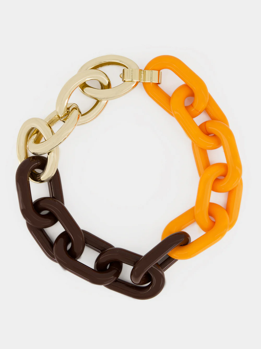 Orange and Brown Resin Chain Necklace