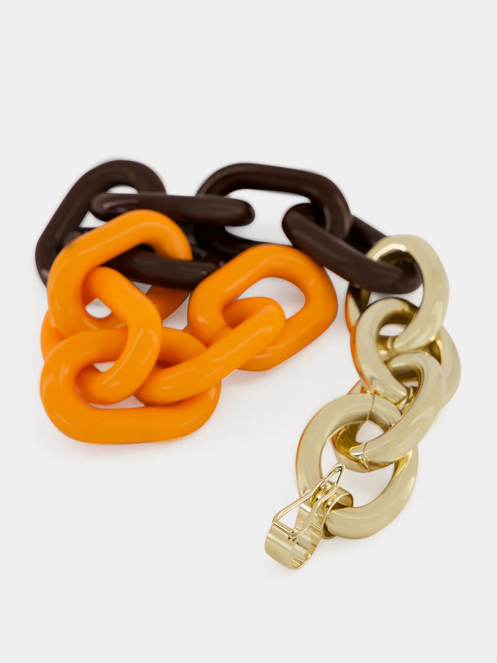 Orange and Brown Resin Chain Necklace - Image 4