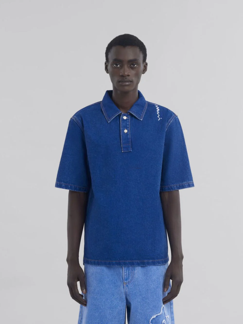 Ocean Blue Organic Denim Polo - Image 2