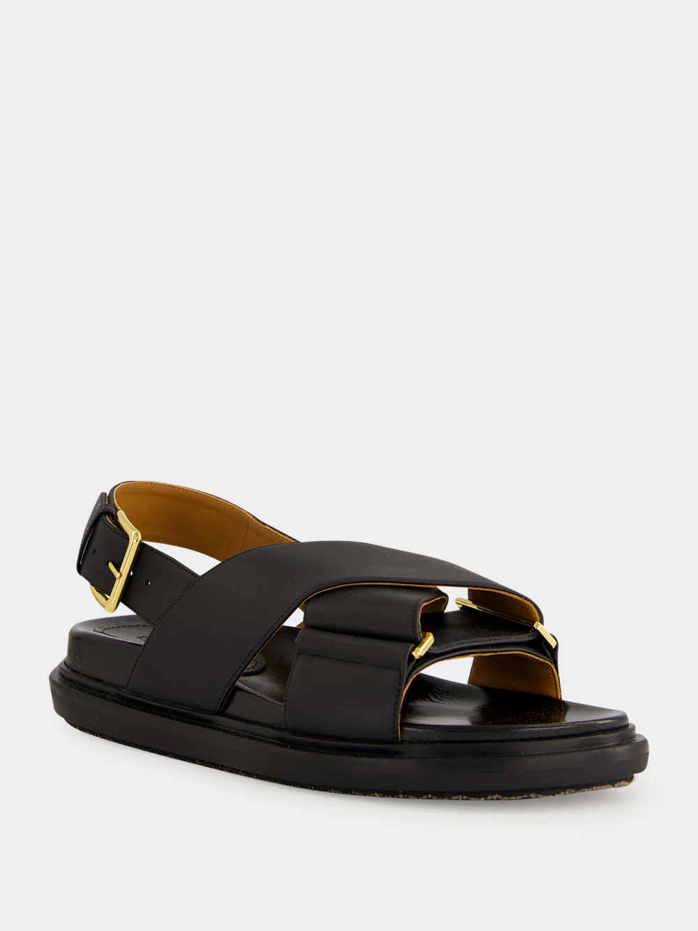 Black Leather Fussbett Sandals - Image 2