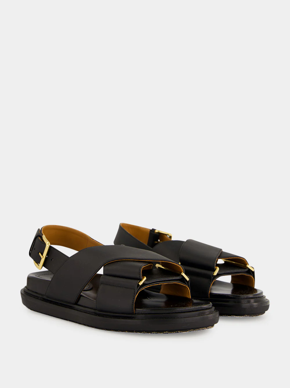 Black Leather Fussbett Sandals - Image 3