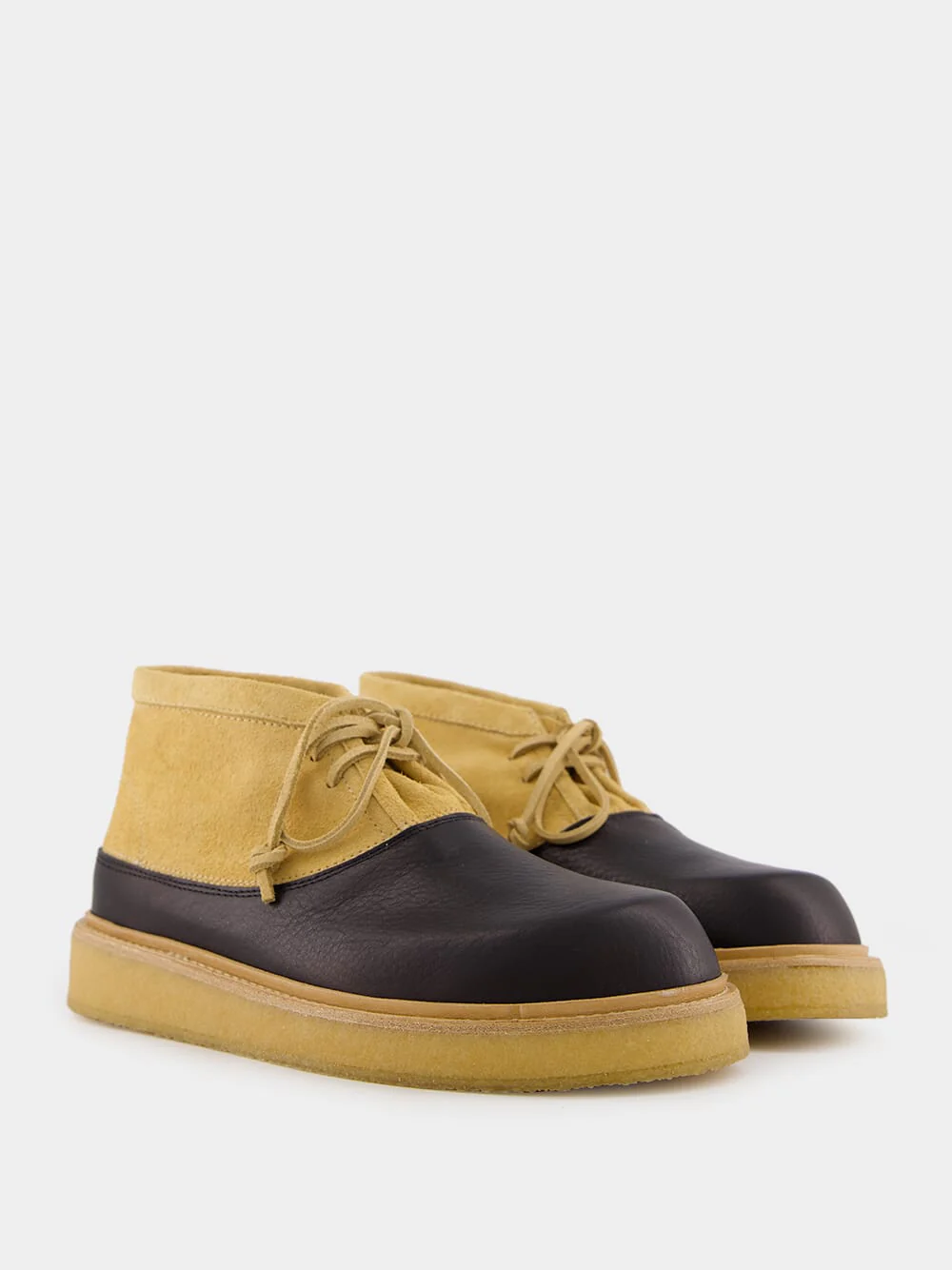 Black and Beige Leather Desert Boot - Image 3