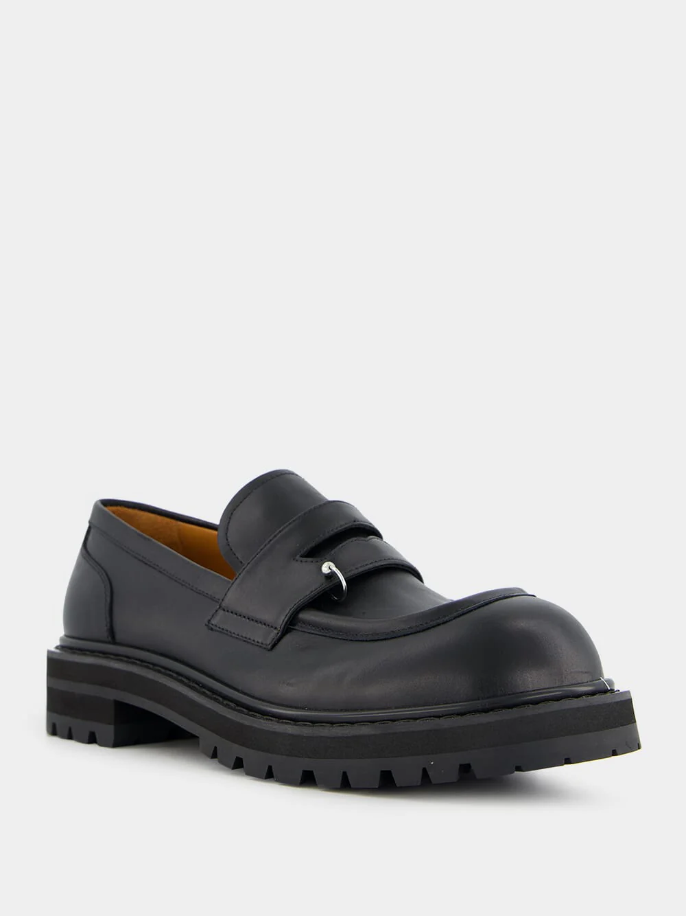 Black Leather Chunky Loafers - Image 2