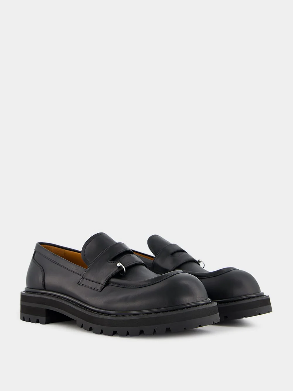 Black Leather Chunky Loafers - Image 3