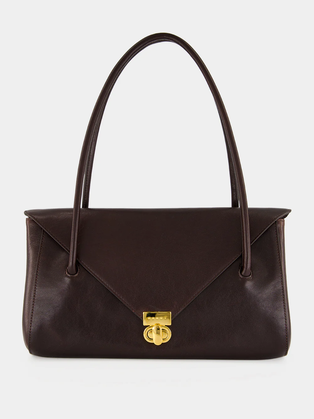 Brown Leather E/W Shoulder Bag