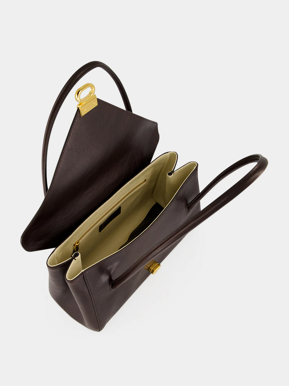 Brown Leather E/W Shoulder Bag - Image 5