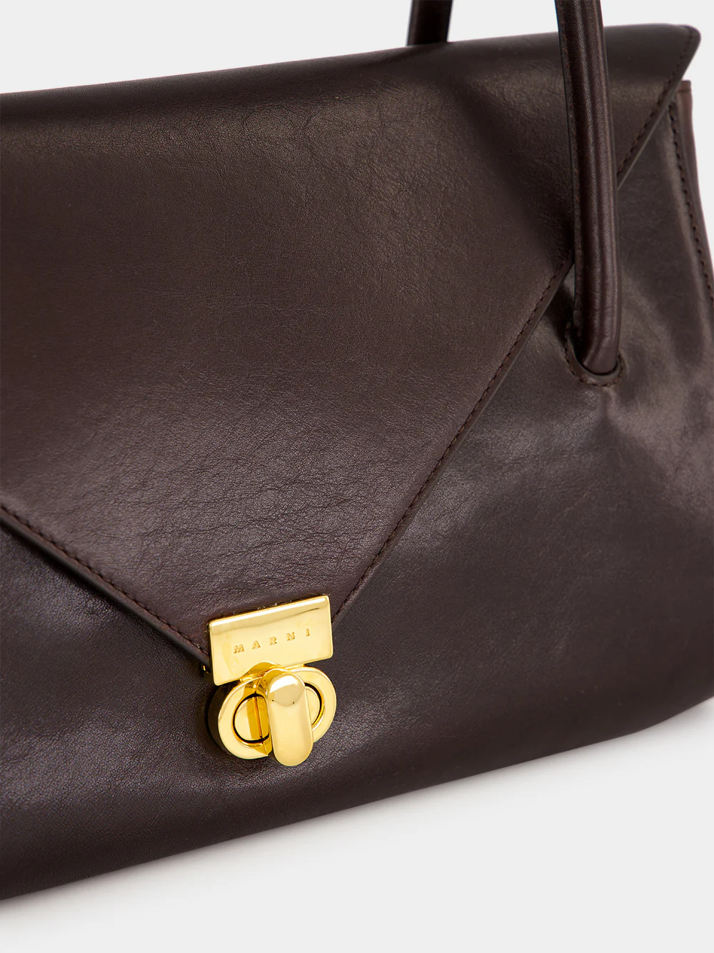 Brown Leather E/W Shoulder Bag - Image 6
