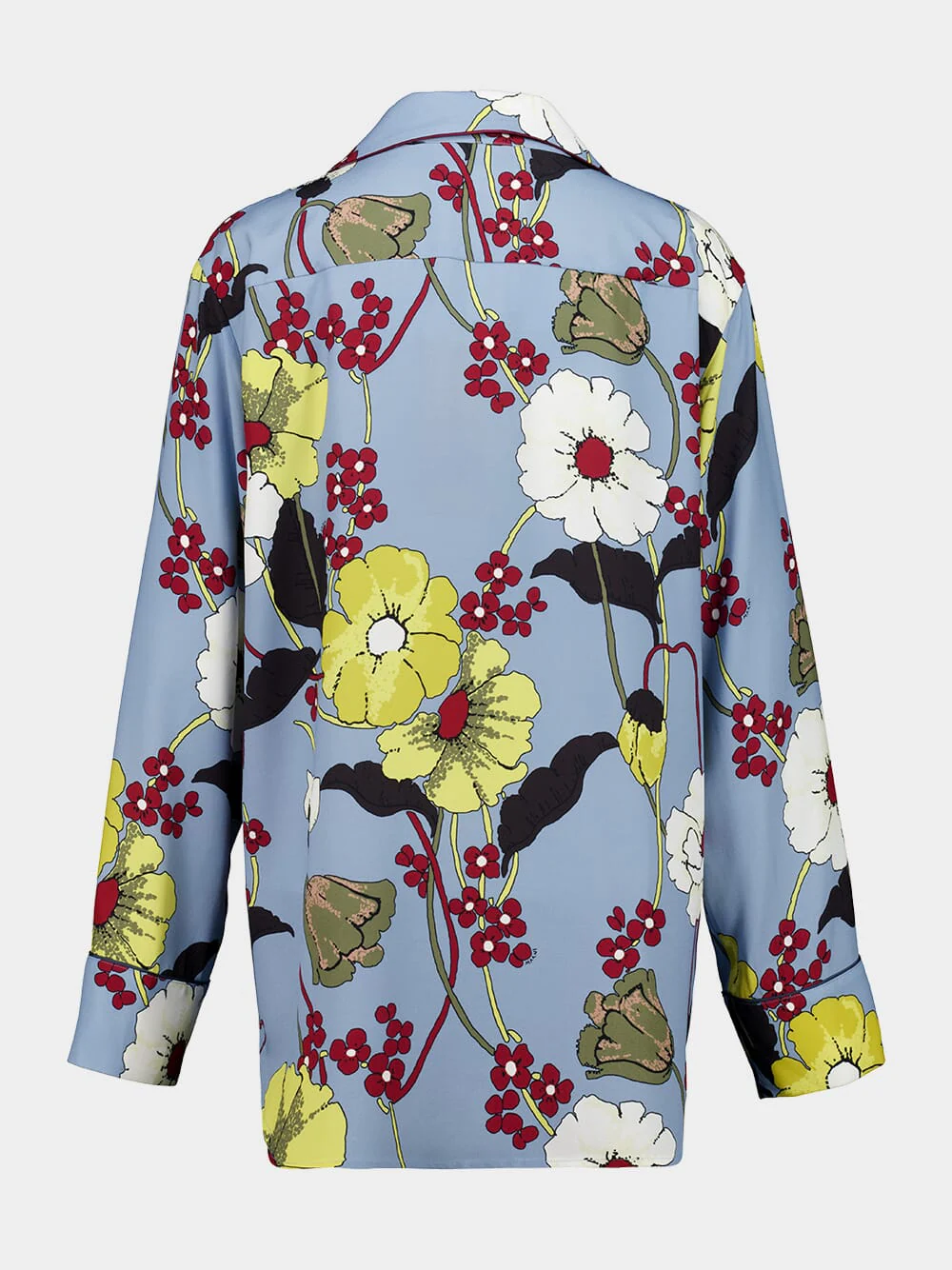Sky Blue Envers Satin Pajama Shirt with Melodia Print - Image 3