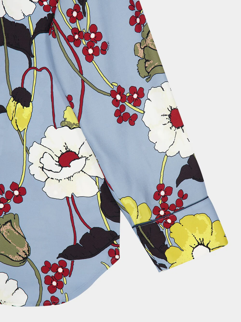 Sky Blue Envers Satin Pajama Shirt with Melodia Print - Image 6