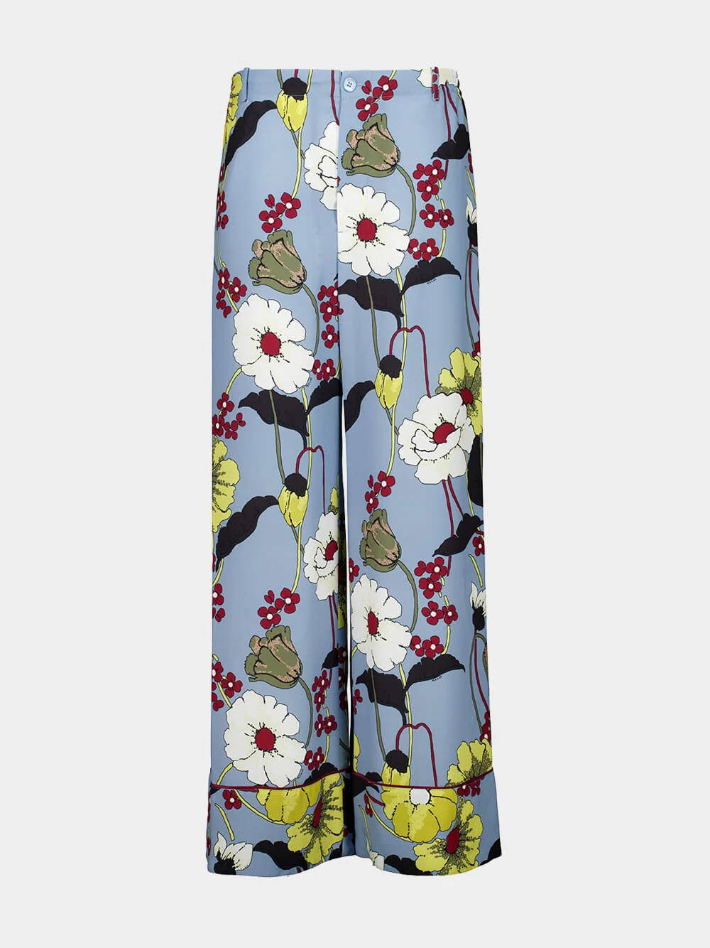Sky Blue Envers Satin Palazzo Pants with Melodia Print - Image 2