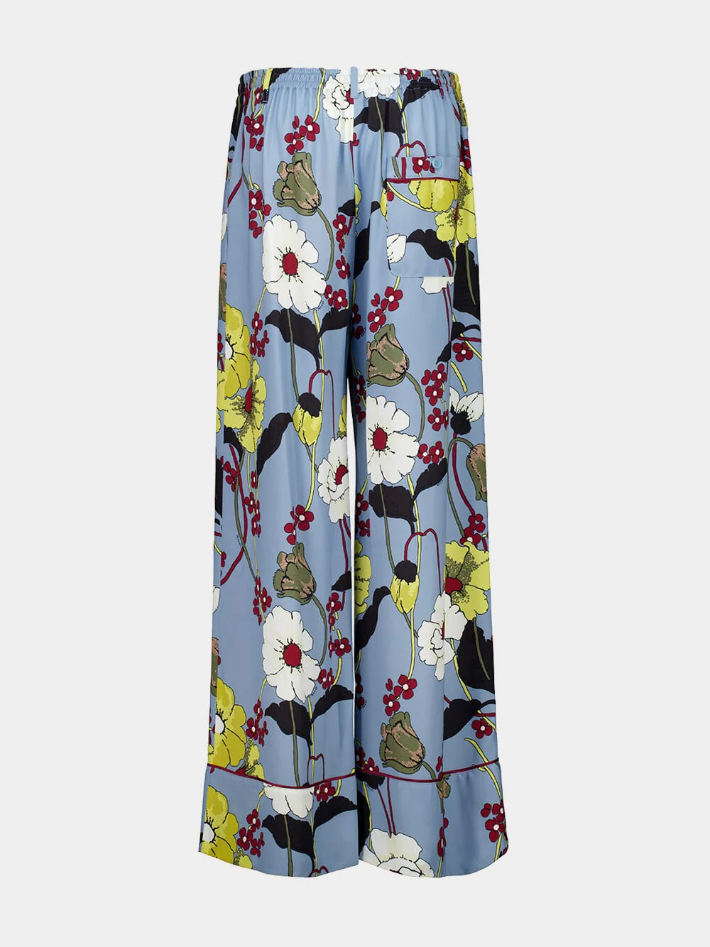Sky Blue Envers Satin Palazzo Pants with Melodia Print - Image 4