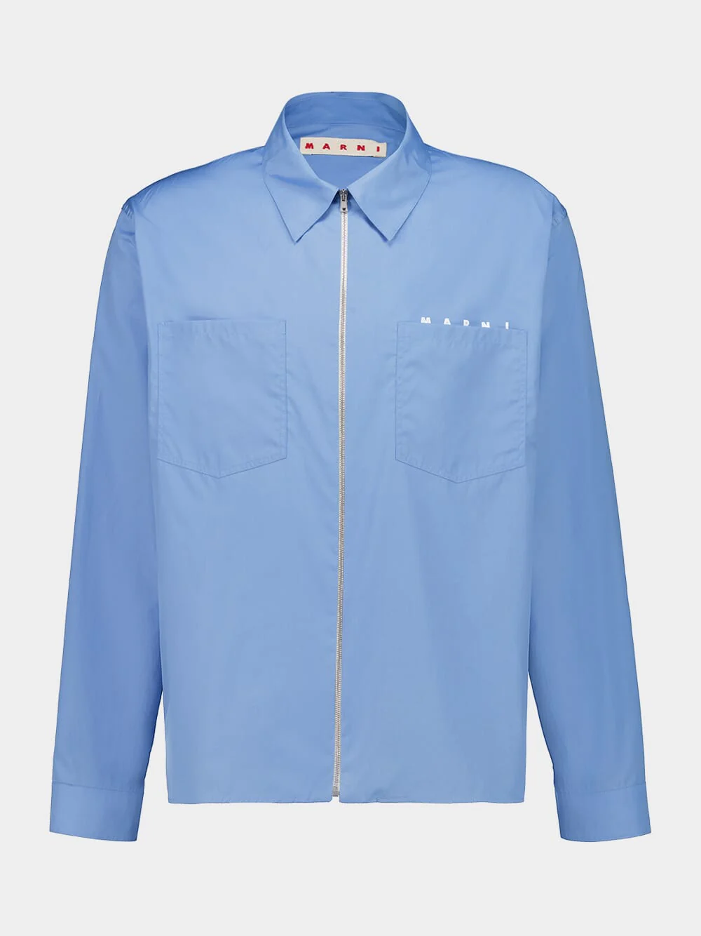 Sky Blue Organic Poplin Zip Shirt
