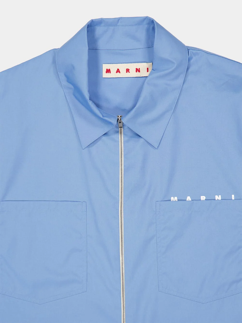 Sky Blue Organic Poplin Zip Shirt - Image 3