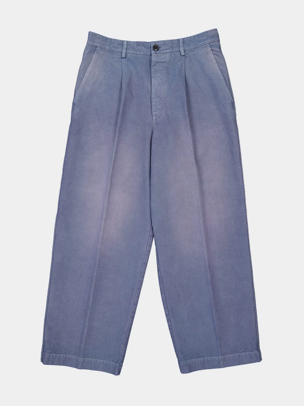 Sky Blue Pleated Wide-Leg Trousers - Image 5