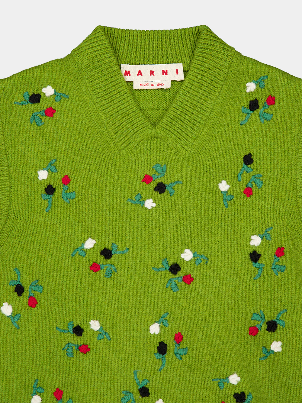 Kiwi Green Wool-Cashmere Floral Vest - Image 3