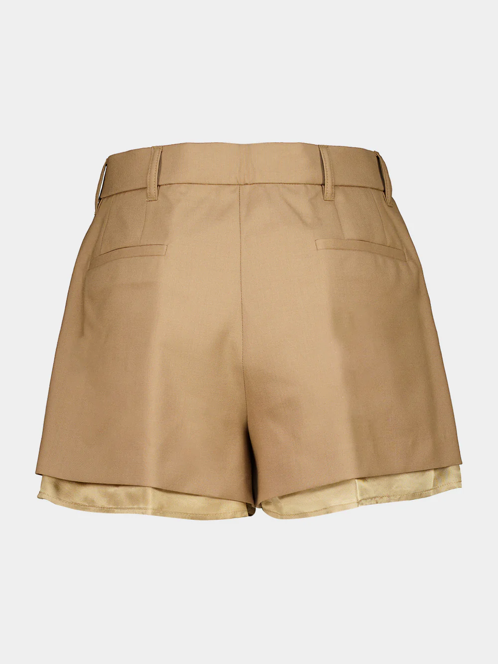 Biscuit Brown Wool Shorts with Exposed Lining - Image 3