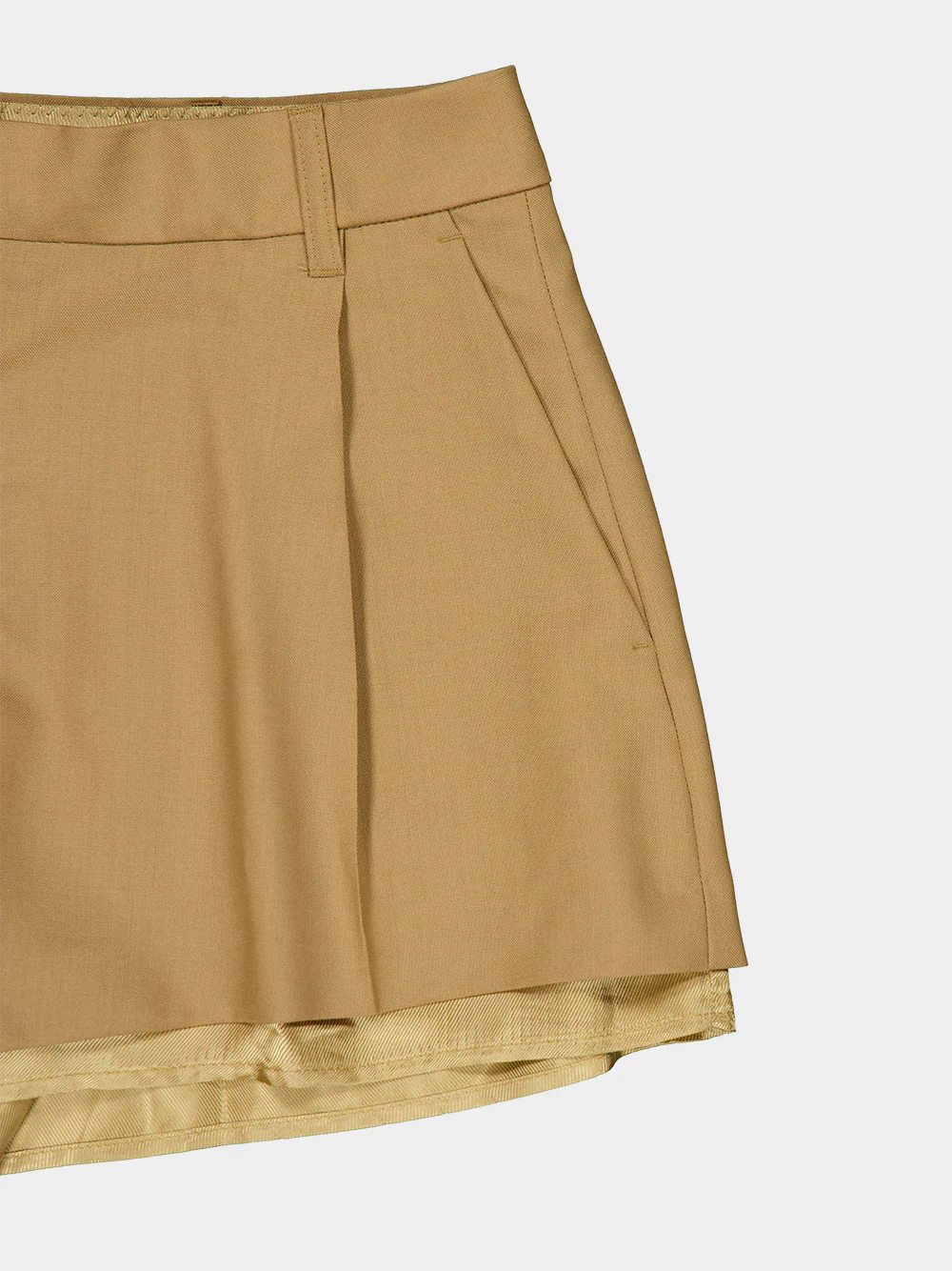 Biscuit Brown Wool Shorts with Exposed Lining - Image 5