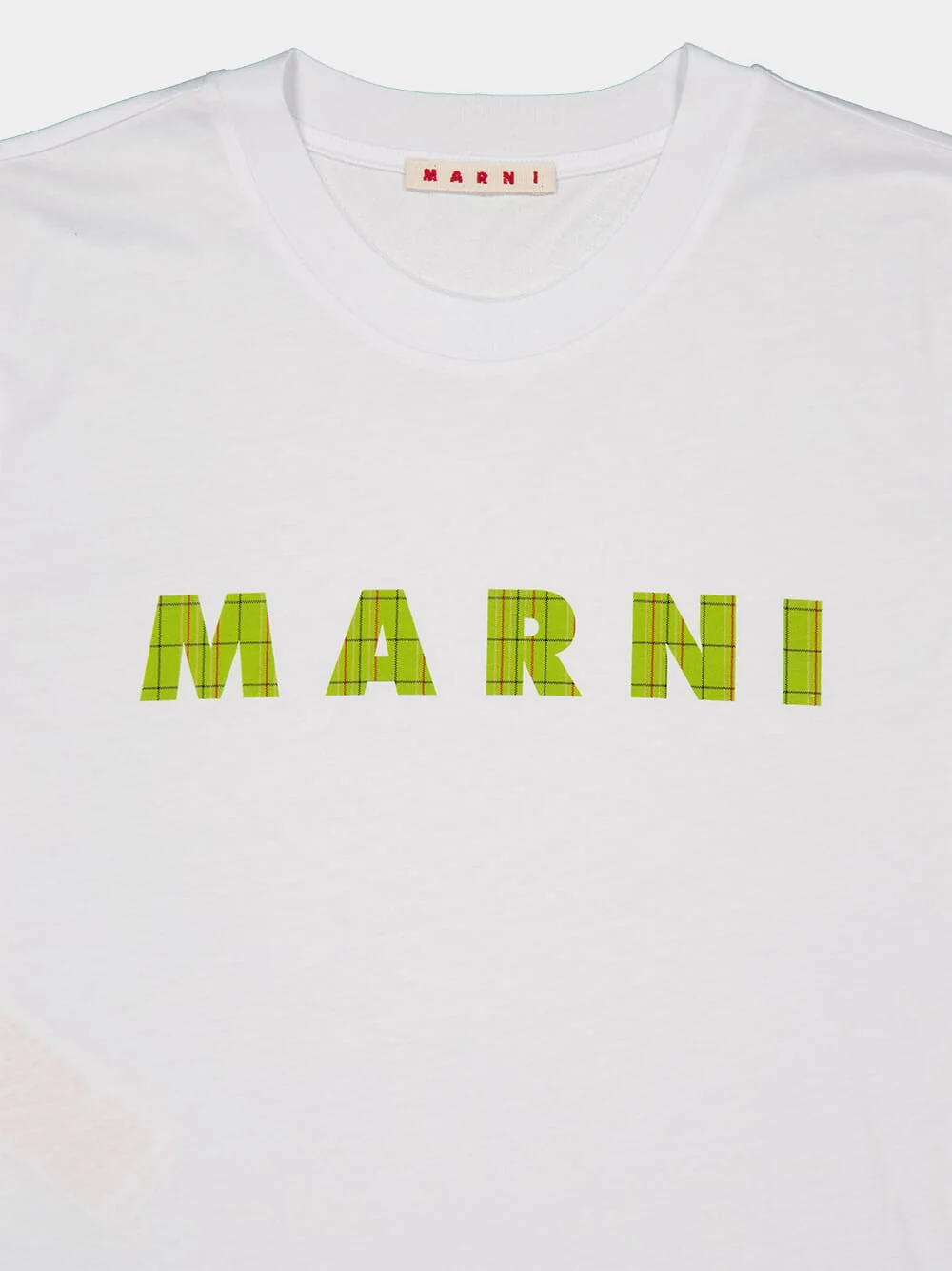 White Cotton T-Shirt with Green Logo - Image 3
