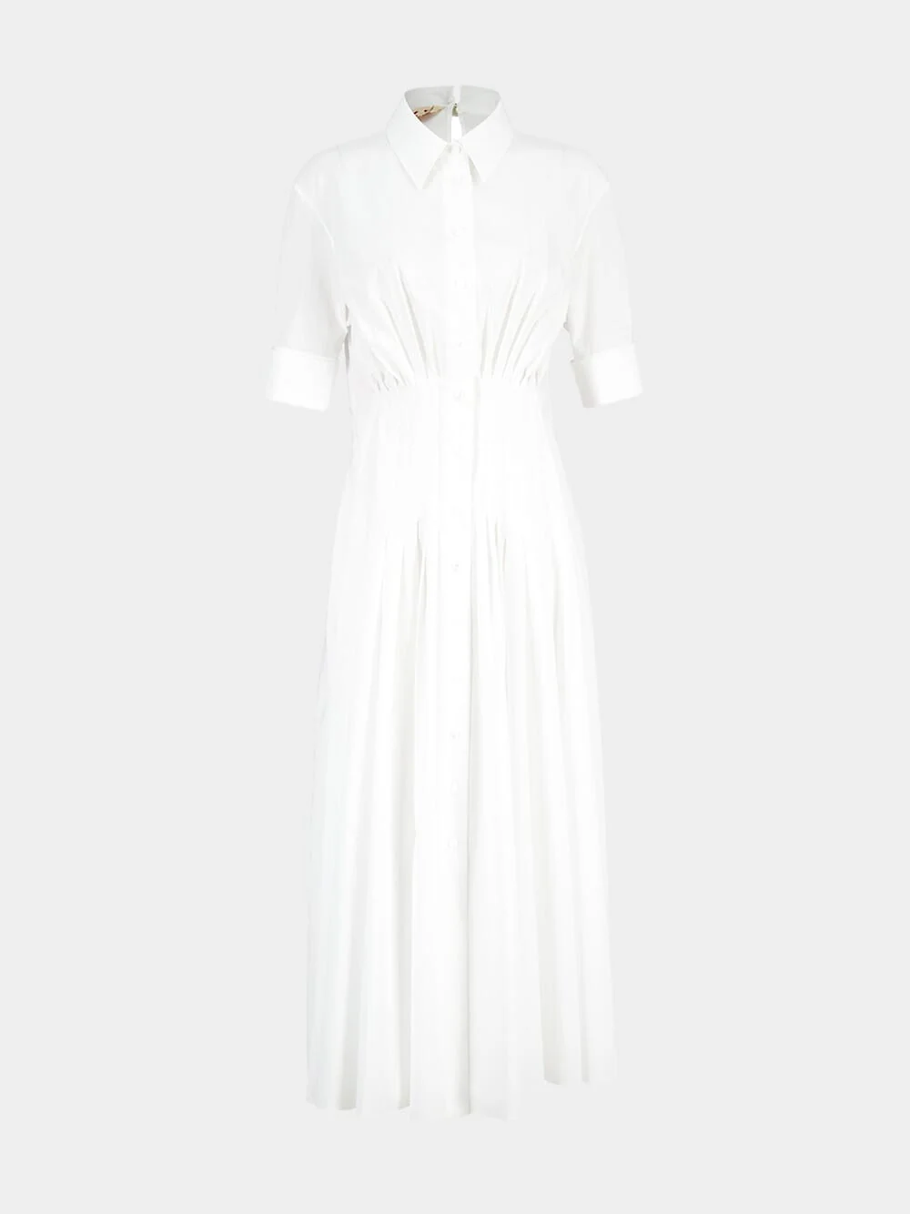 White Gathered Poplin Shirt Dress - Image 3