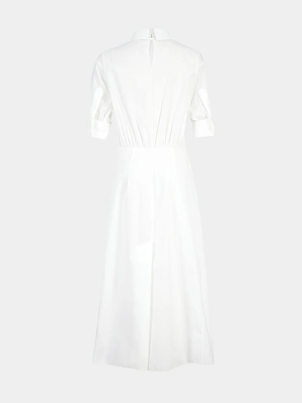 White Gathered Poplin Shirt Dress - Image 5