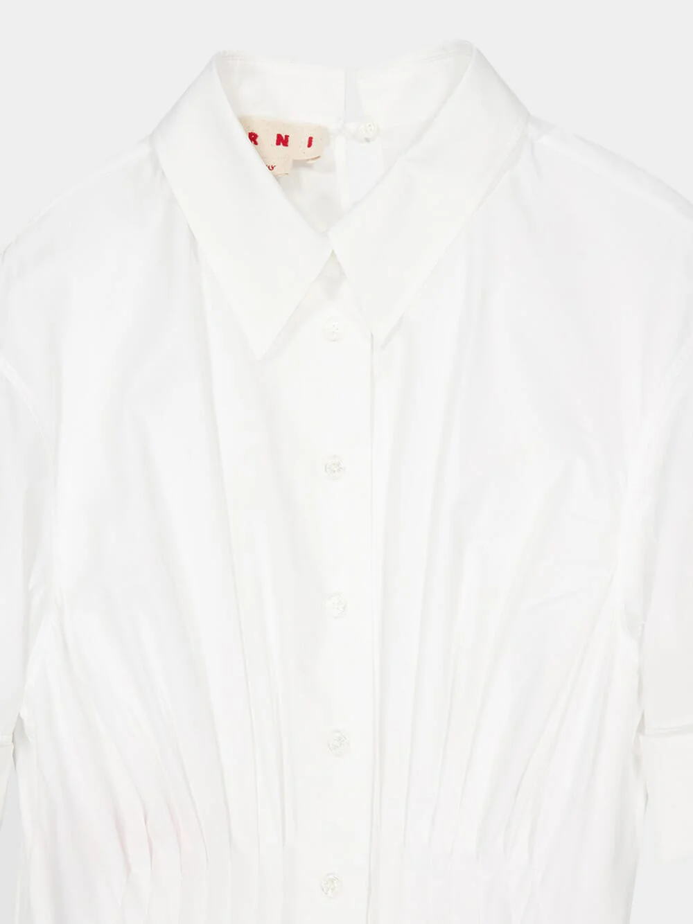 White Gathered Poplin Shirt Dress - Image 6