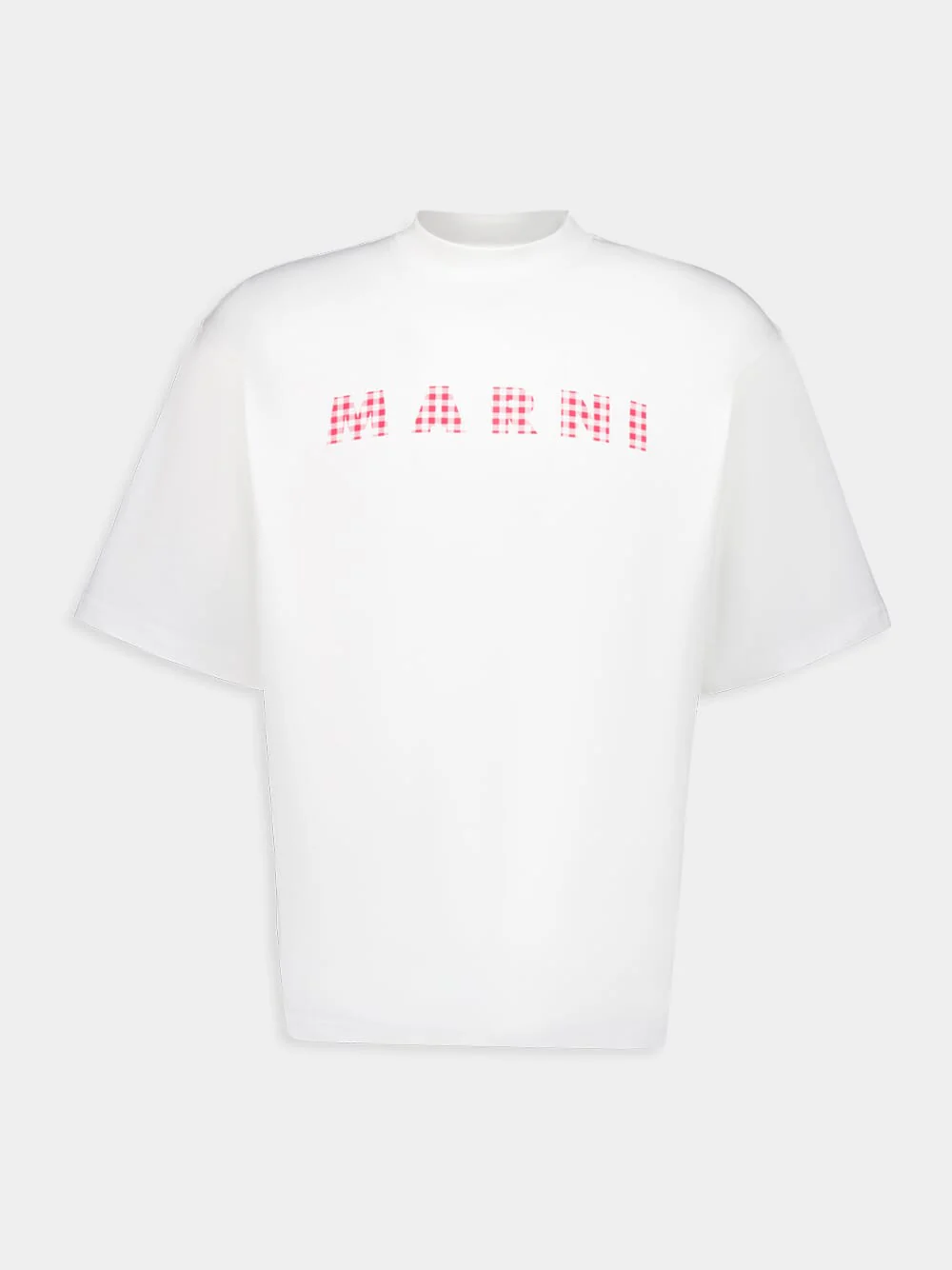 White T-shirt with Checked Marni Logo