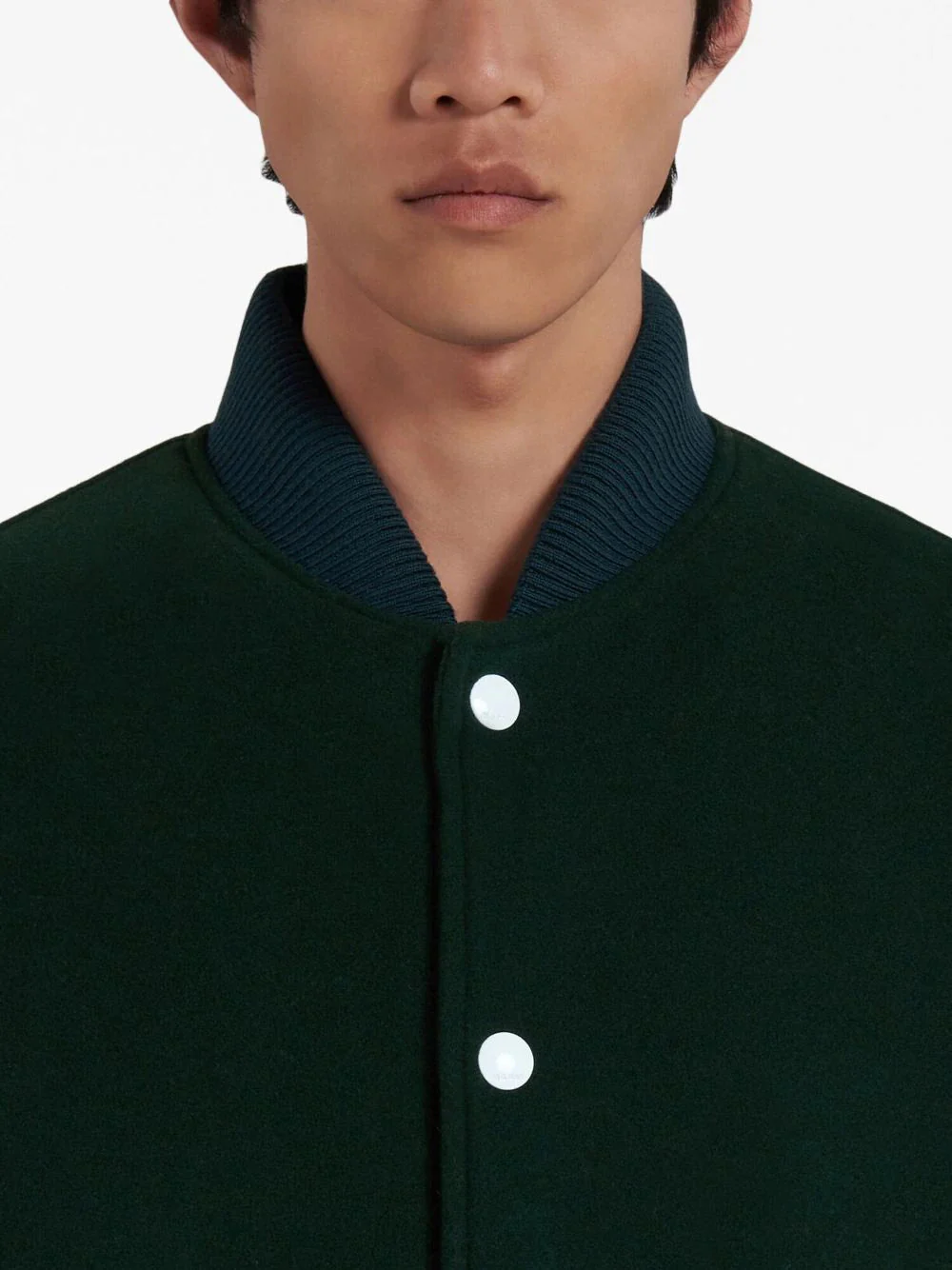 Wool Felt Bomber With Leather Sleeves - Image 5